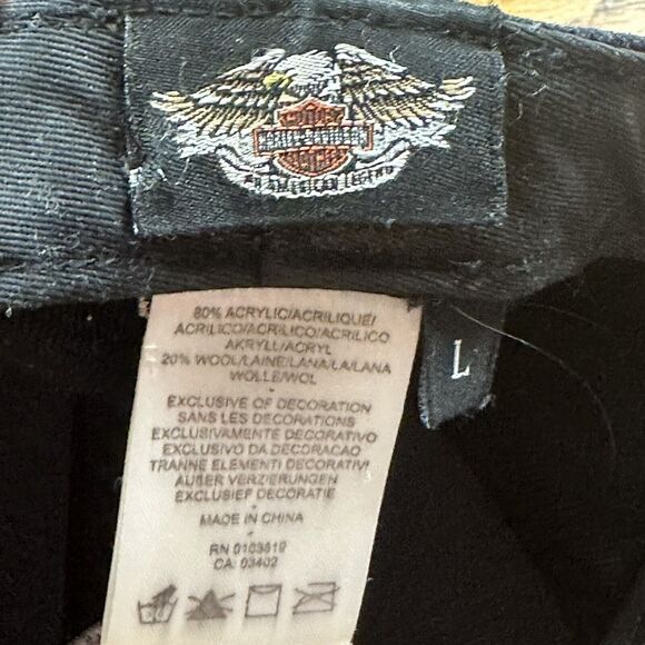 Harley Davidson Fitted Baseball Hat Cap Adult Large Wool Blue READ - Picture 9 of 10